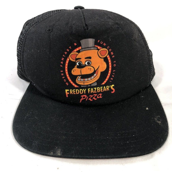 FREDDY FAZBEAR PIZZA HAT CAP YOUTH ONE SIZE FITS MOST BLACK SNAPBACK ADJUSTABLE - Picture 1 of 13